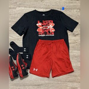 Under Armour Men's Black Tee with Red Logo